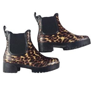 Jeffrey Campbell Cloudy Leopard Chelsea Platform Rain Lug Sole Boot Wome…